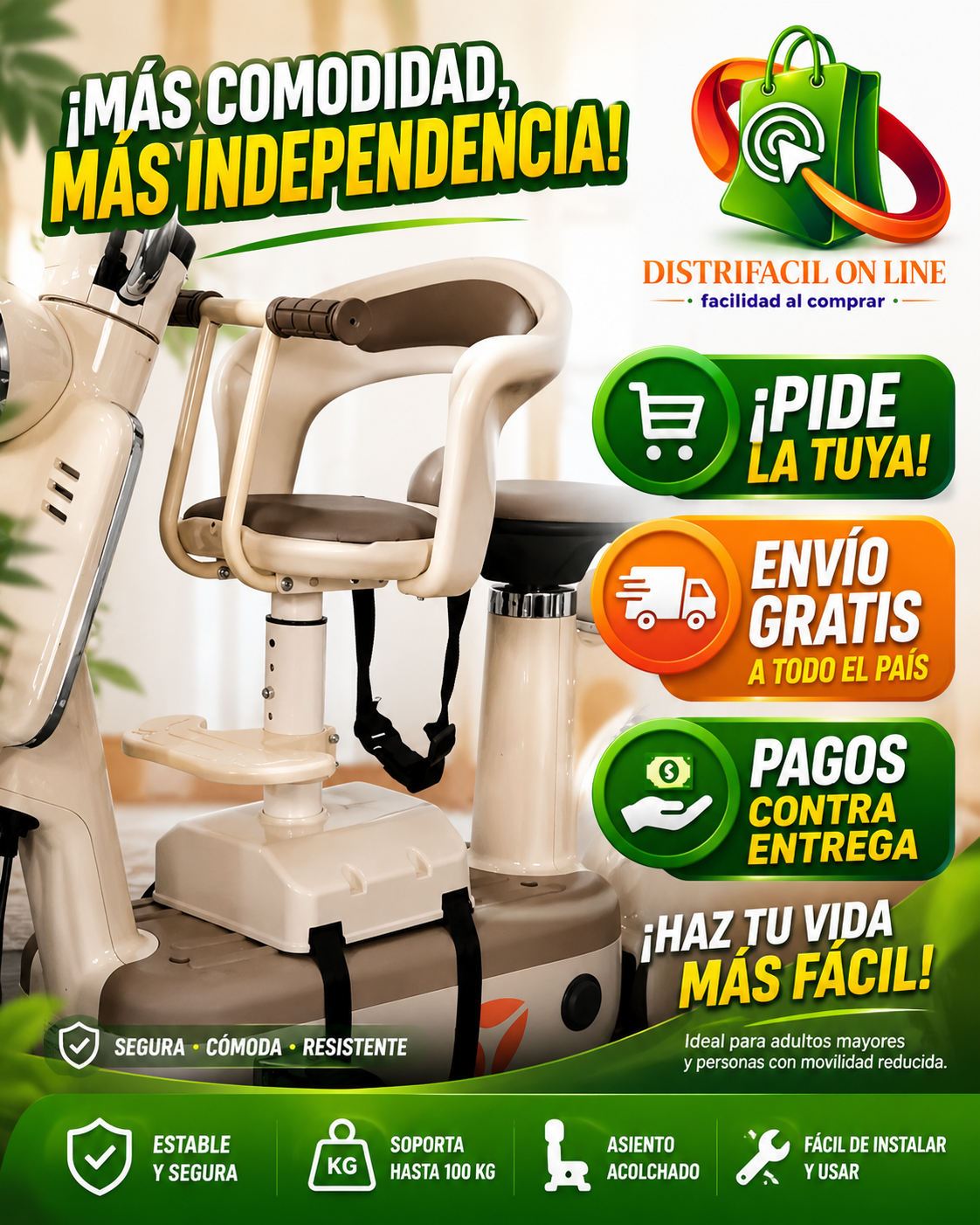 SILLA DE NIÑOS PARA SCOOTER O MOTO ELECTRICA
